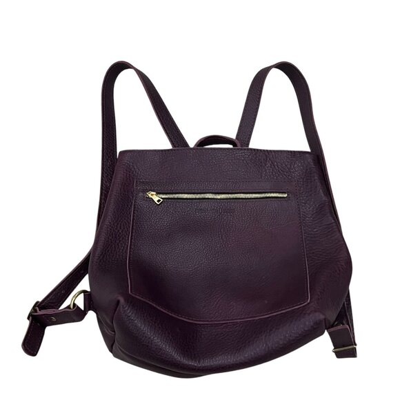 Portland Leather Goods Backpack Purse In Plum Purple With Gold Zippers & Adjusta - Picture 1 of 14
